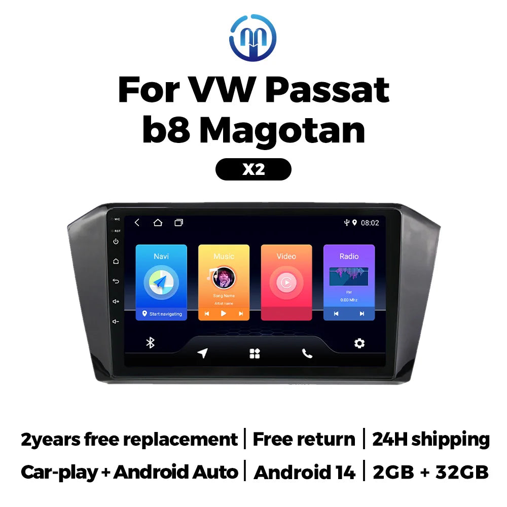 Android 2 Din Car Radio for VW Volkswagen Passat B8 2015-2020 Wireless CarPlay Auto Multim | AUTOKITSHOP