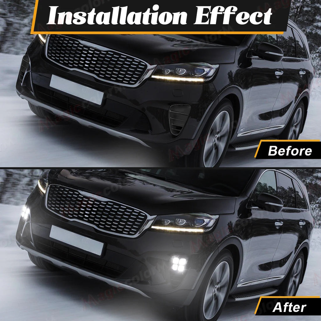 LED DRL For KIA Sorento Prime 2018 2019 2020 Car Fog Lamps Daytime Running Lights Front Bu | AUTOKITSHOP