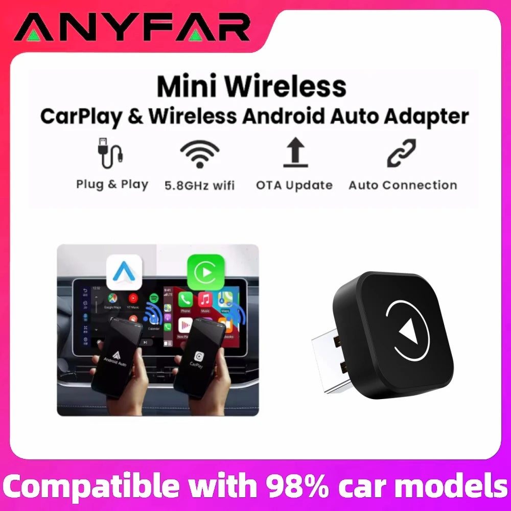 2 IN 1 Wireless Carplay Android Auto Adapter Wired to Wireless carplay Adapter for iPhone  | AUTOKITSHOP
