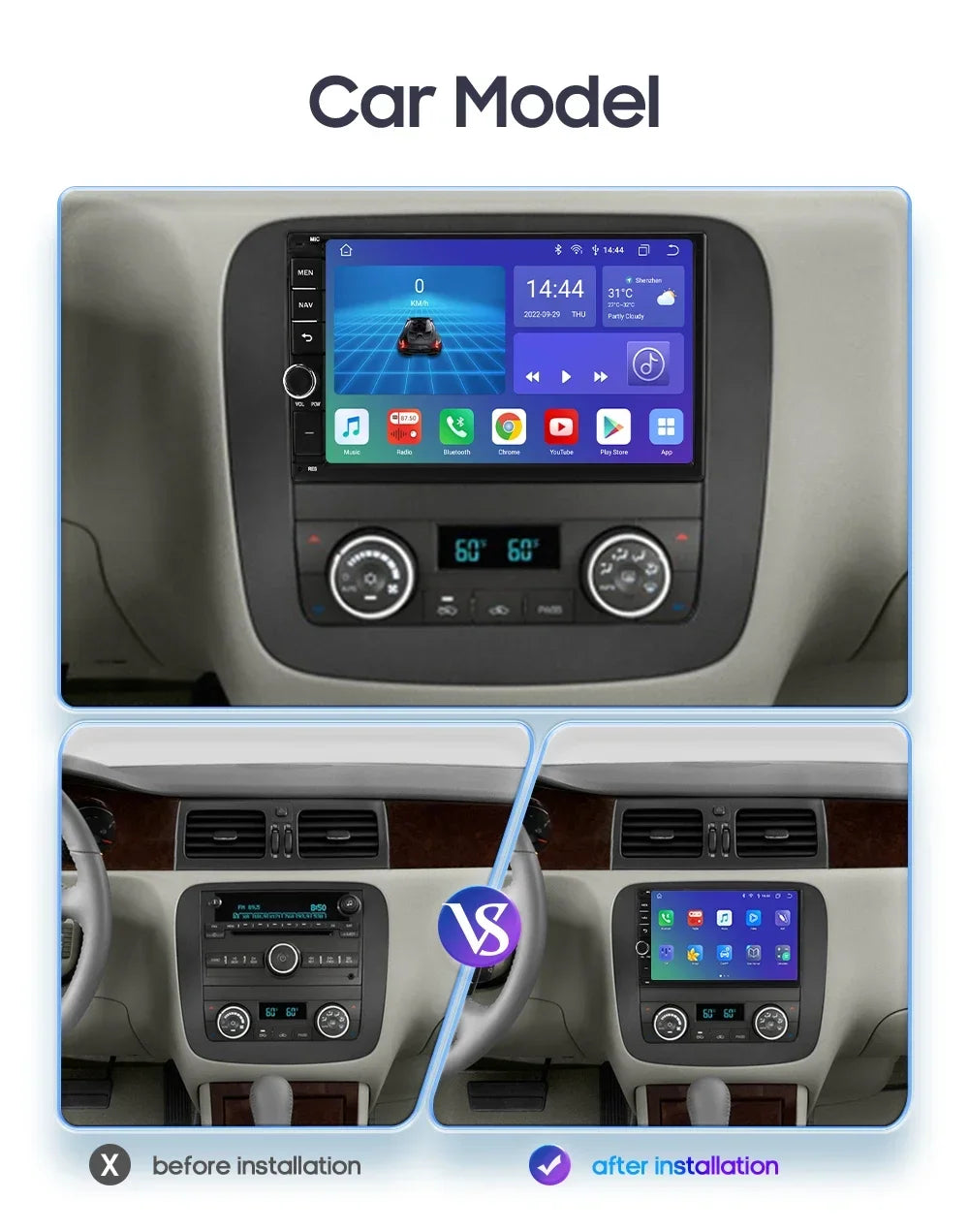 2 Din Carplay Android Auto Universal Car Radio Multimedia Player For Nissan Hyundai Kia To