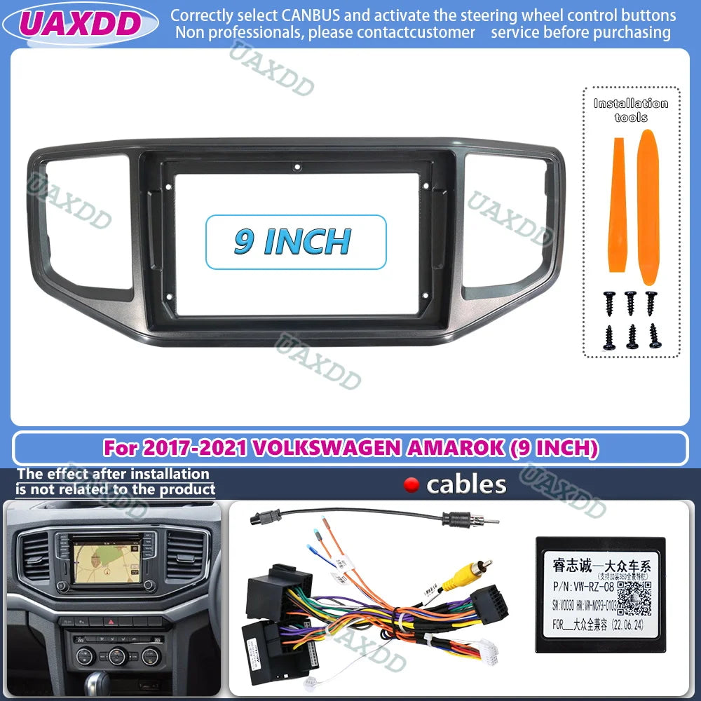 9inch 2 din Car Radio Frame For 2017-2021 VW Volkswagen Amarok Stereo Panel Dashboard Inst