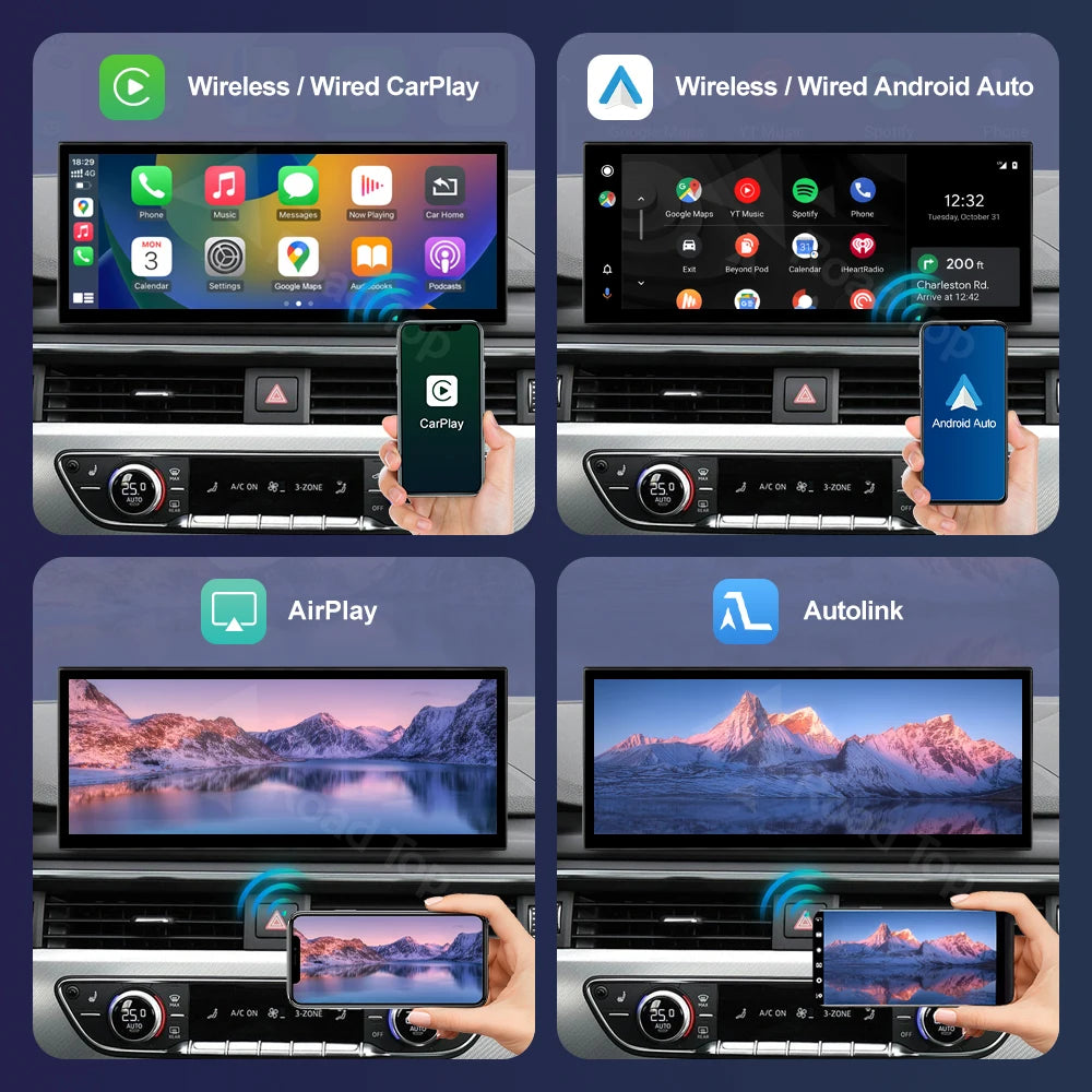 Road Top 12.3' Wireless CarPlay Android Auto Screen For Audi A4 A5 2016-2019 Airplay Multi