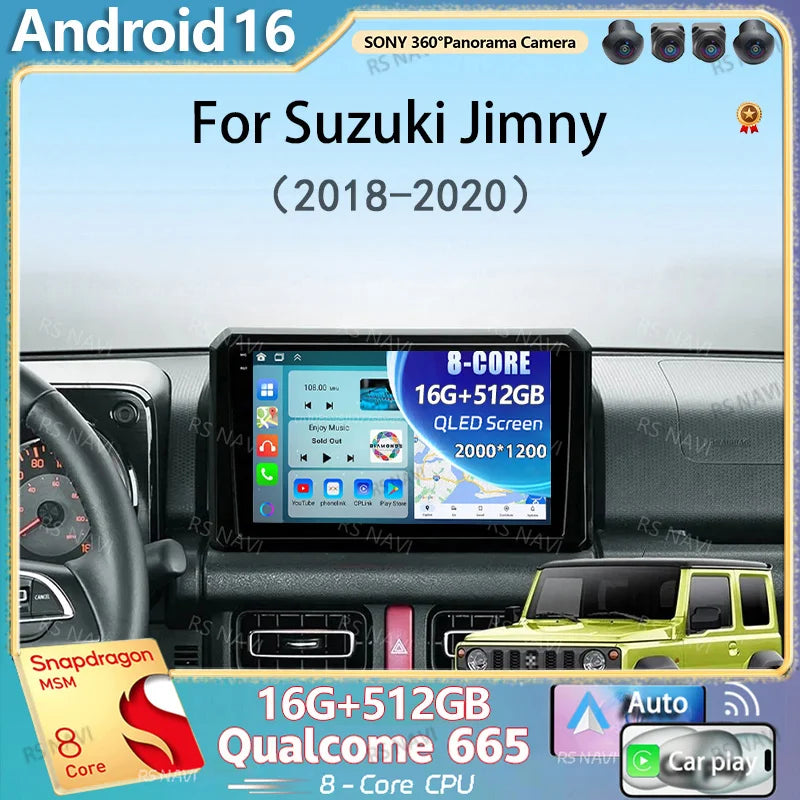 Qualcomm Android 16 Carplay Auto Car Radio For Suzuki Jimny 2018 2019 2020 Multimedia Vide