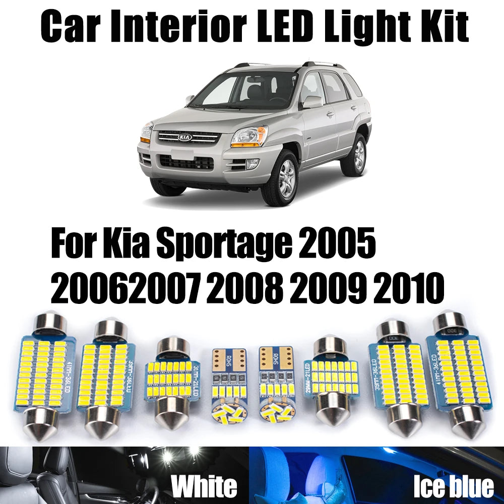 11-Piece LED Interior Light Kit for Kia Sportage 2005- 2008 - Canbus Dome Map Door Trunk Bulbs | AUTOKITSHOP