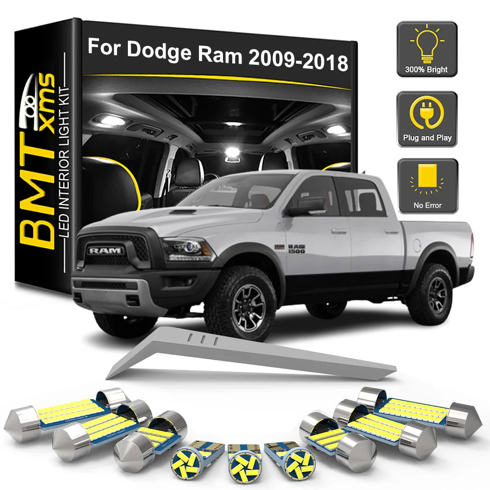 13-Piece LED Interior Light Kit for Dodge Ram 2009-2018 - Canbus Dome Map Door Trunk Bulbs | AUTOKITSHOP