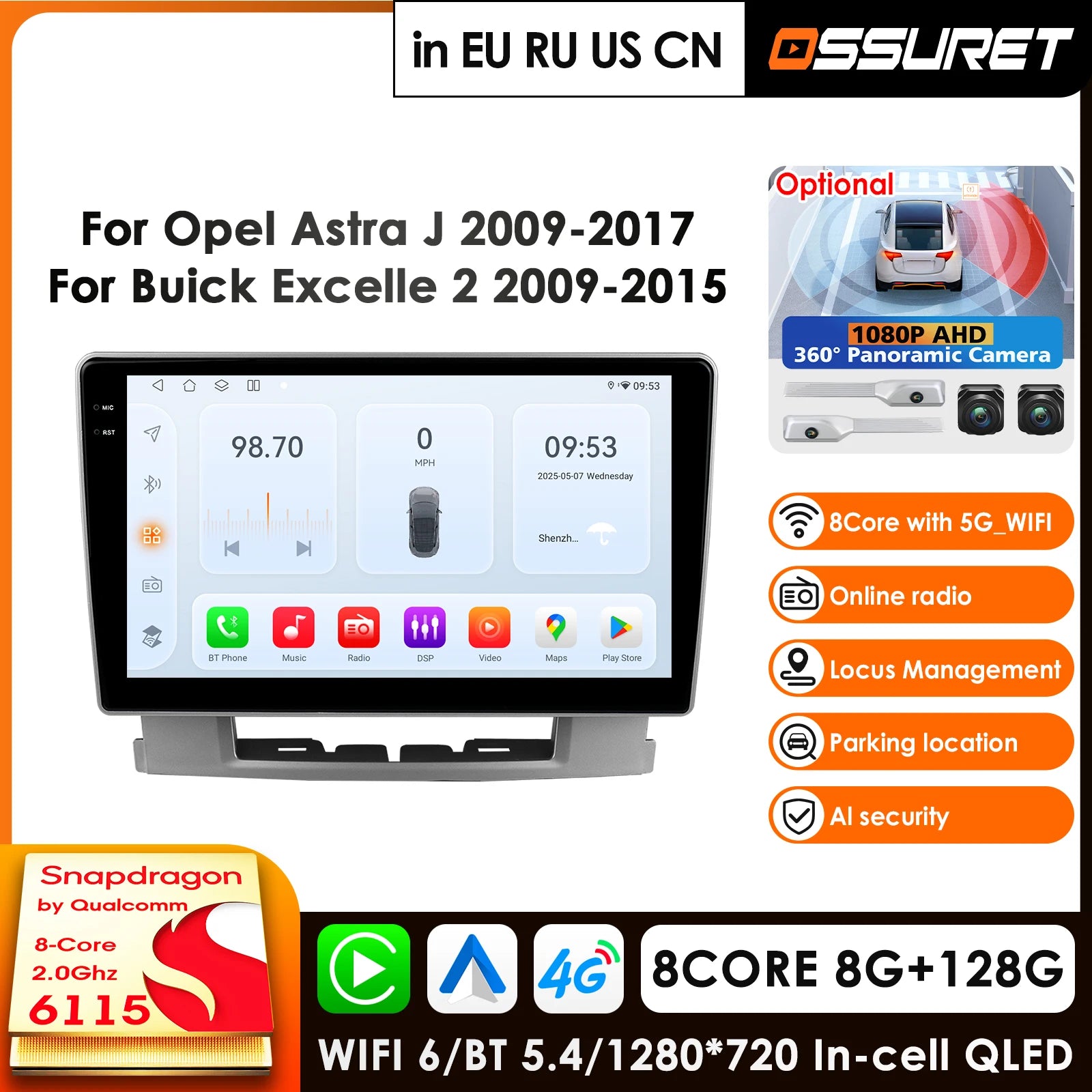 9" Android Car Radio GPS Navigation for Opel Astra J 2009-2017 Buick Excelle 2015 - Carplay Auto 4G RDS AI