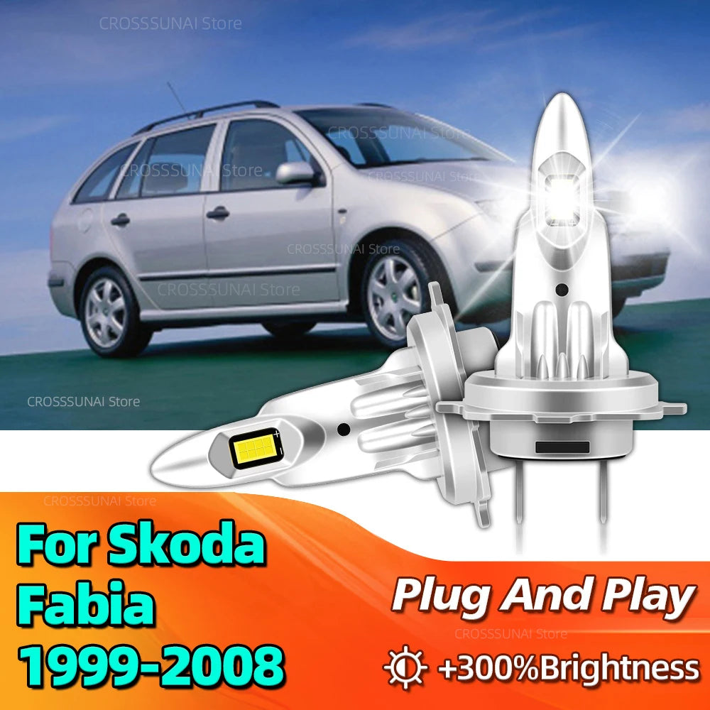30000LM LED Headlight Mini Bulb CSP 3570 Car Lamps Canbus For Skoda Fabia 1999 2000 2001 2