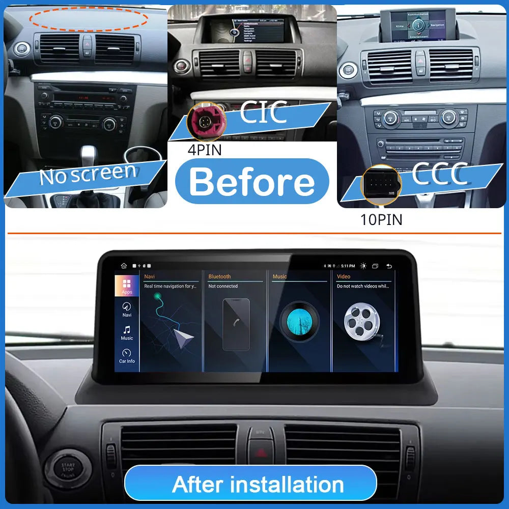 Car Radio Android For BMW 1 Series E81 E82 E87 E88 2004 -2013 Wireless Apple CarPlay Auto