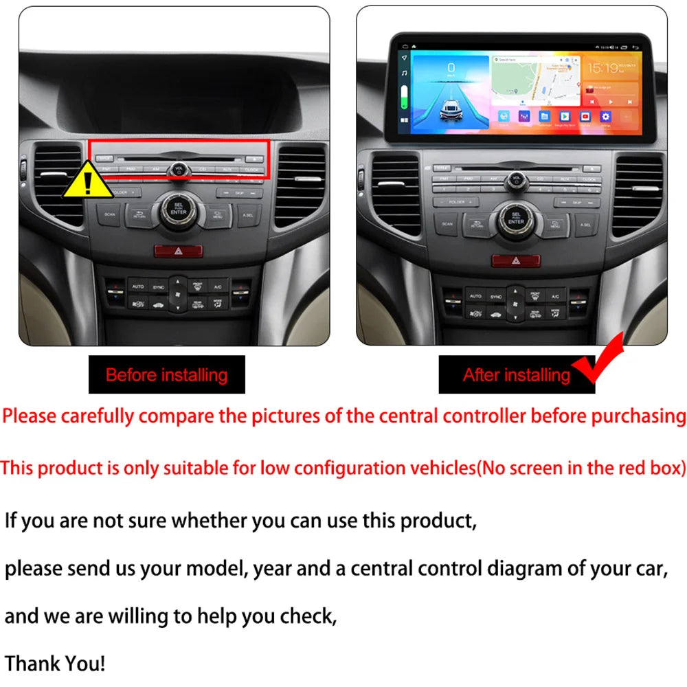 12.3" Android 10 Car Stereo Radio GPS For Acura TSX Navigation 2009-2013 with in Carplay