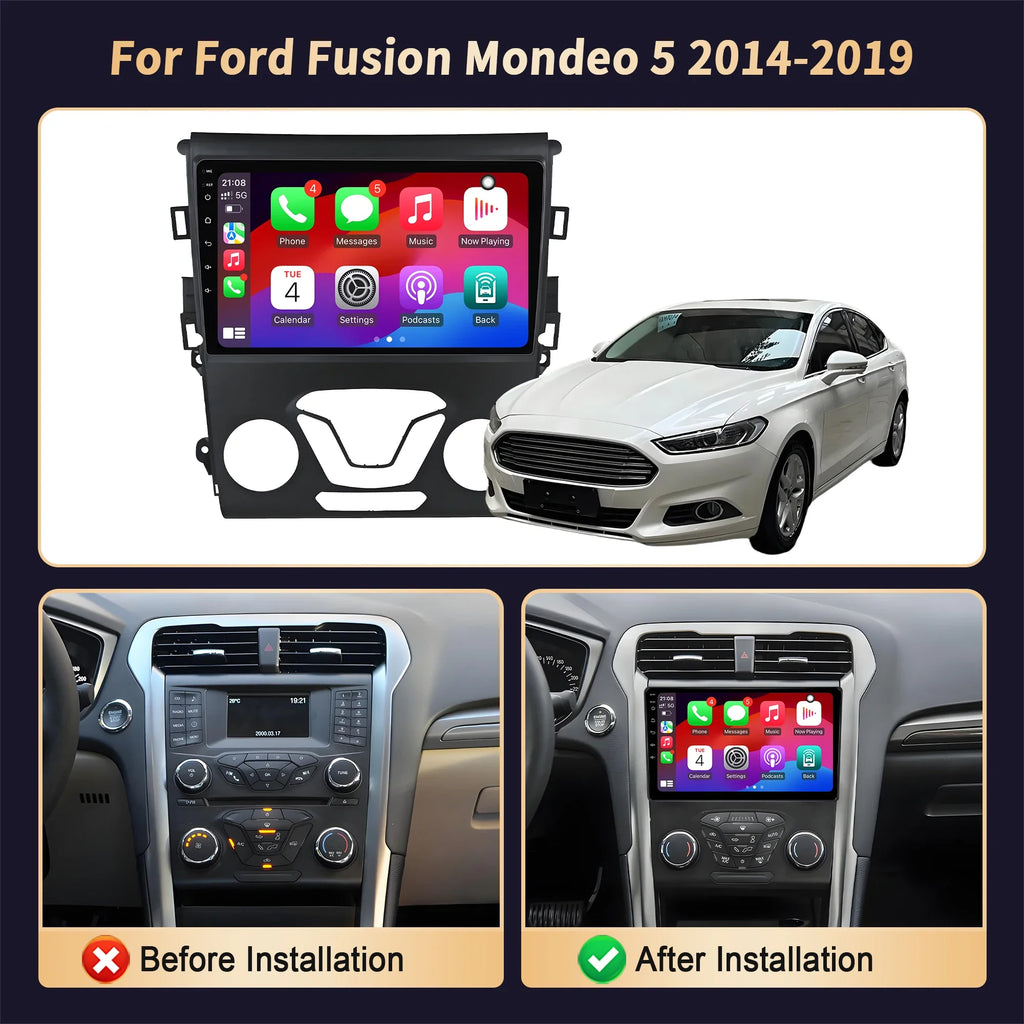 9 inch Car Radio For Ford Fusion Mondeo 5 2014-2019 BT Carplay Android 16 Multimedia Navig