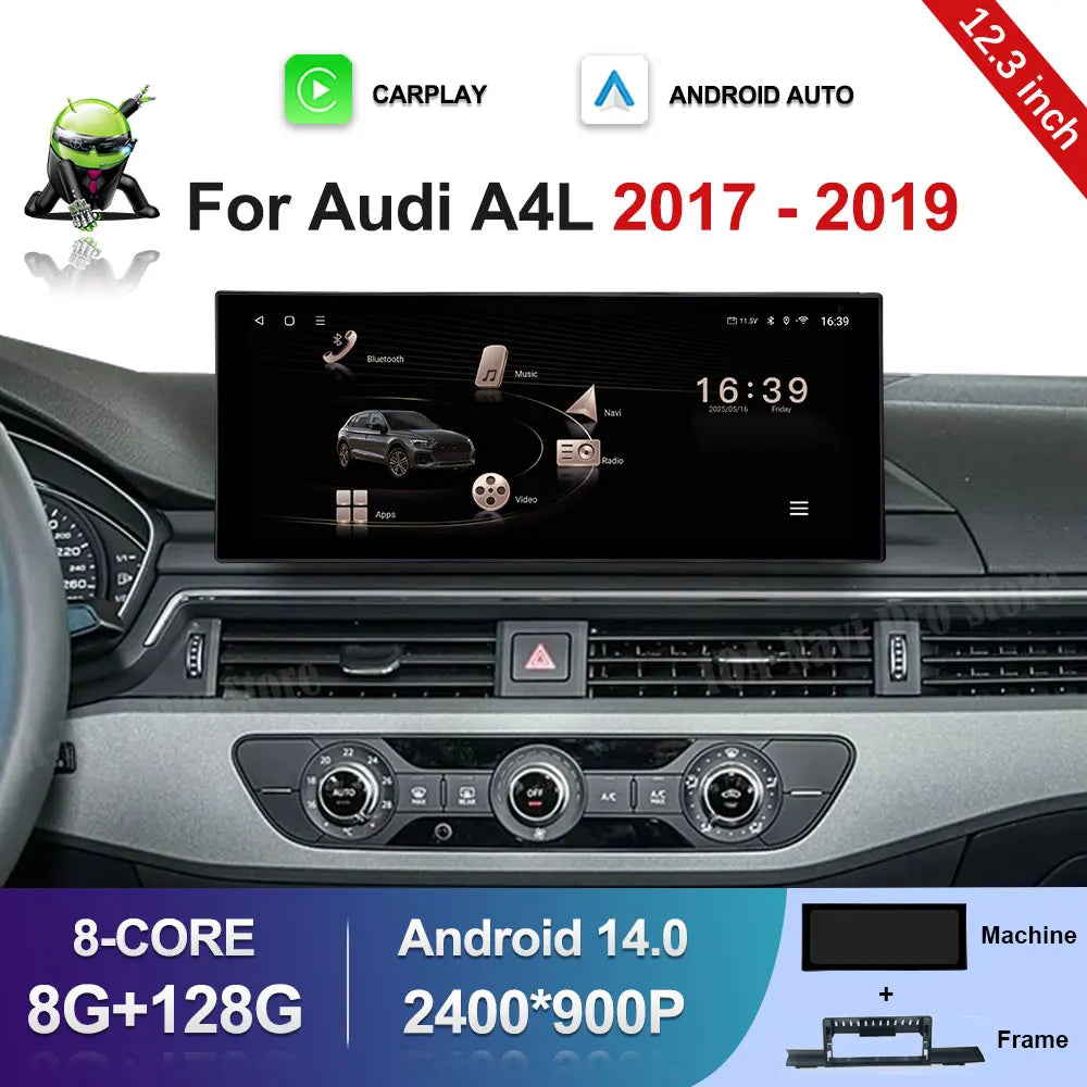 Car Multimedia Radio player for Audi A4L 2017 - 2019 Android 15 Bluetooth WiFi GPS Navigat