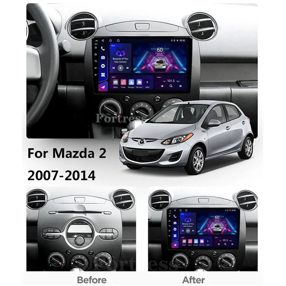 Android 16 Carplay Auto 2K Screen Car Radio Multimedia Player For Mazda 2 2007-2014 WIFI+4