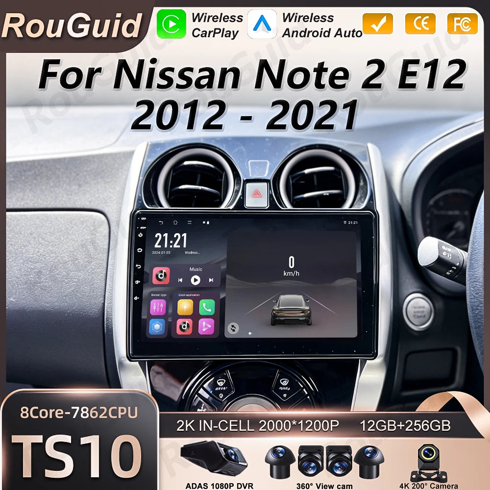 Android 16 Carplay For Nissan Note 2 E12 2012 2013 2014 - 2021 Multimedia Player 2k 5G Wif | AUTOKITSHOP