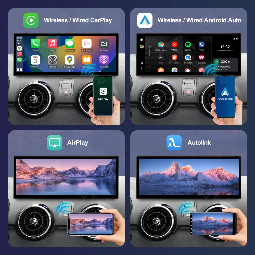 Road Top 12.3" Touch Screen For Audi A1 2012-2018 with Wireless CarPlay Android Auto Airpl