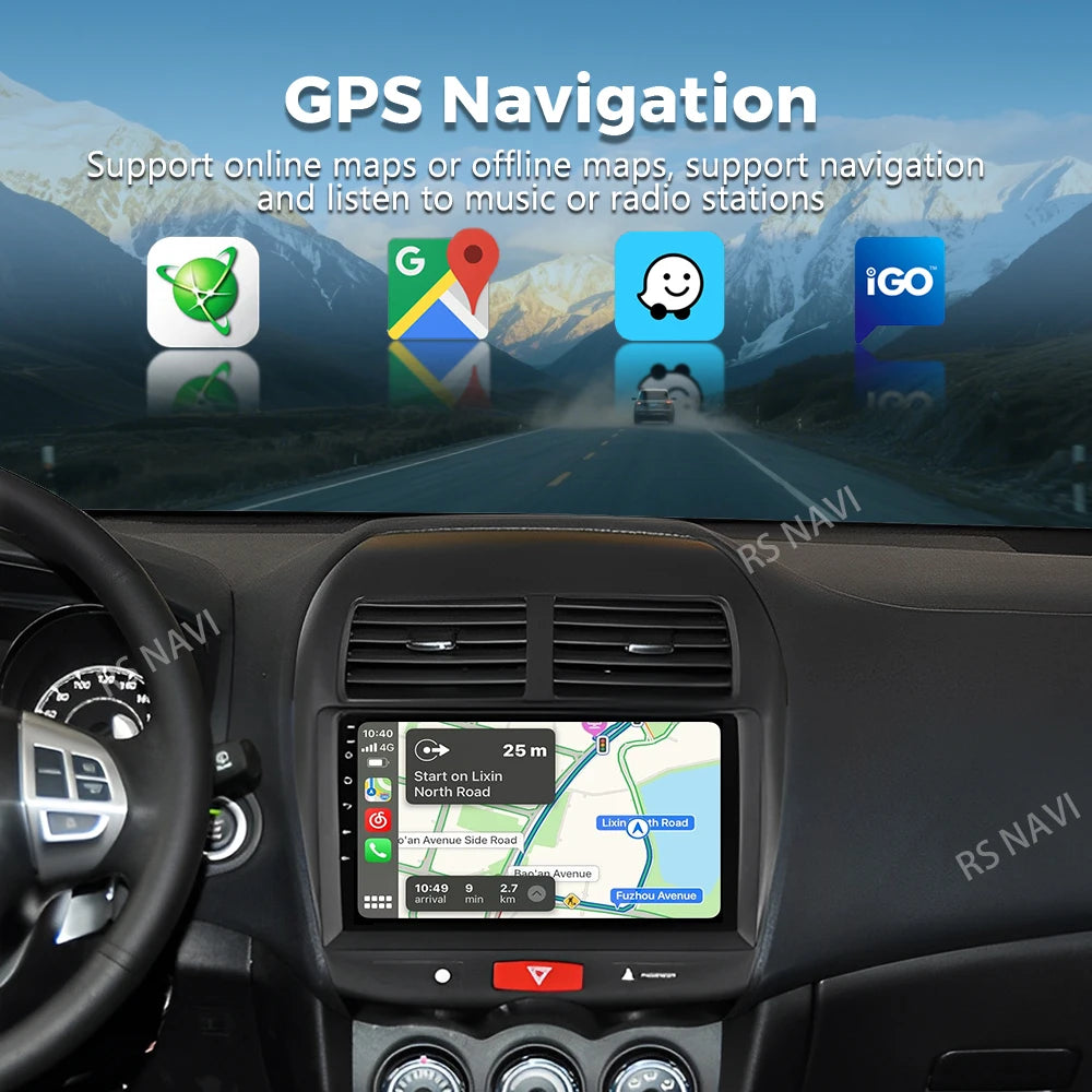 Android 16 For Mitsubishi ASX 1 2010 - 2016 2K QLED Android Car Radio Multimedia Video Pla
