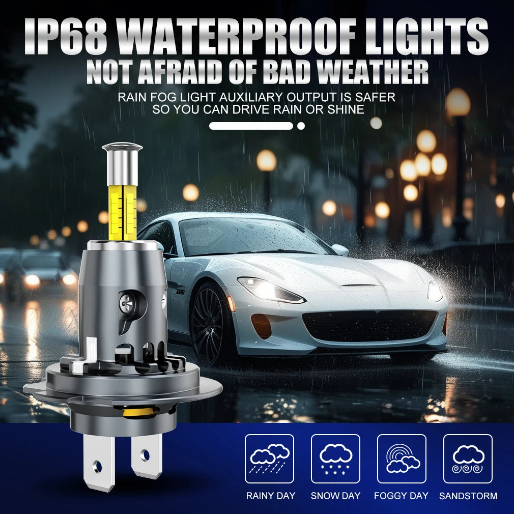 30000LM H7 LED Car Headlight Bulb Canbus Led Light for Wireless With Fan CSP 4 sides Auto