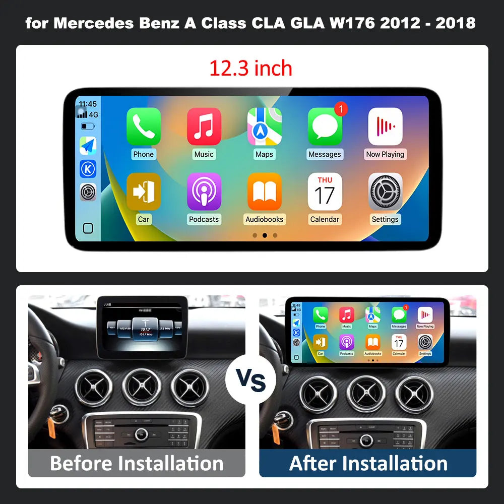 Android 16 Navigation GPS Car Radio Multimedia Player for Mercedes Benz A Class CLA GLA W1