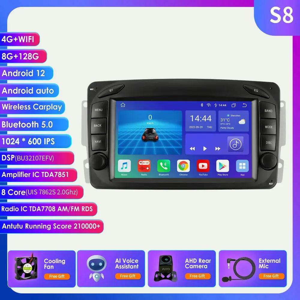 Android 2din Auto Radio for Mercedes Benz CLK W209 W203 W463 W208 Multimedia Video player