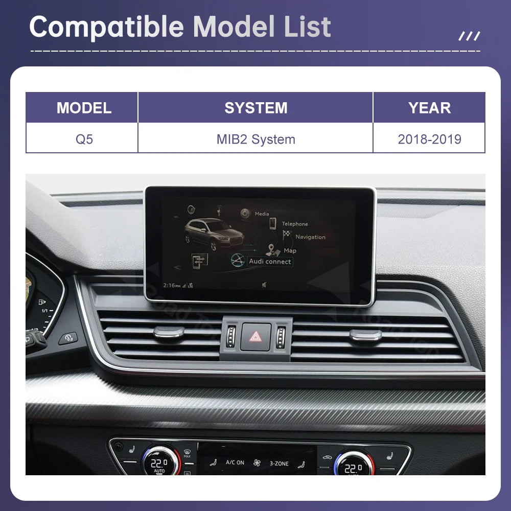 Road Top 12.3"1920*720 Car Multimedia Touch Screen For Audi Q5 2018-2019 Wireless Carplay  | AUTOKITSHOP