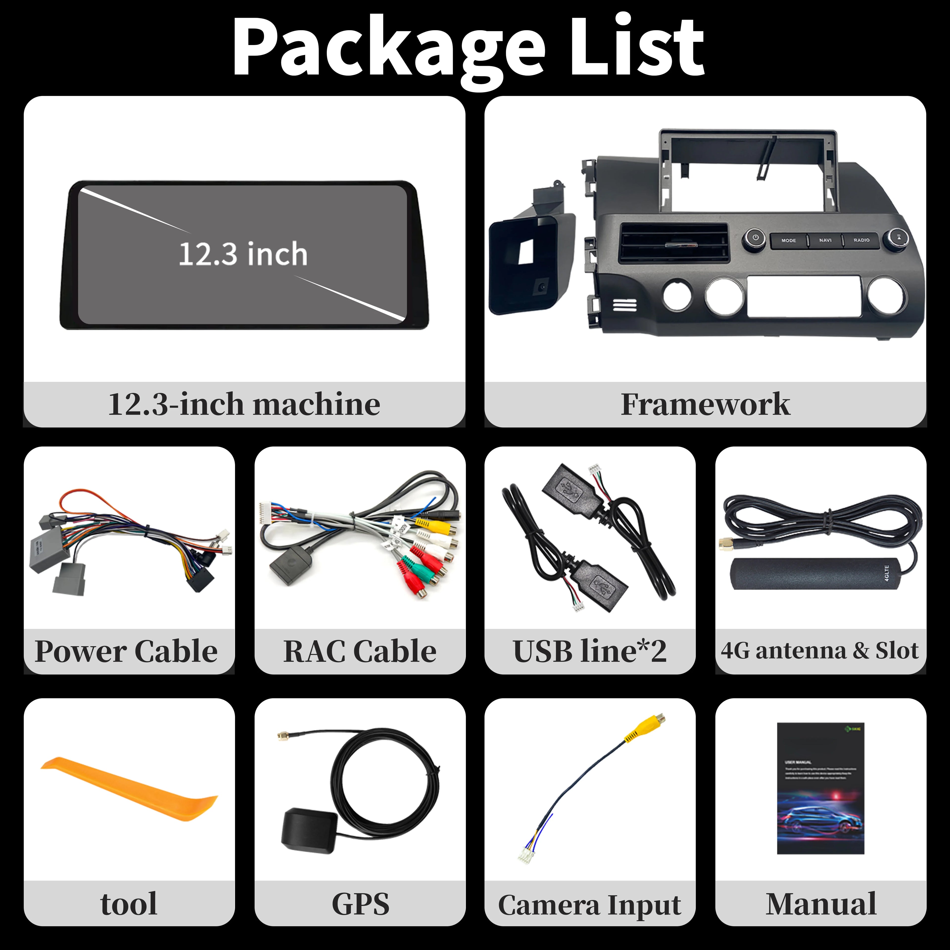 12.3 inch For Honda Civic 2005-2012 Car Radio Multimedia Navigation GPS Wireless Android 1