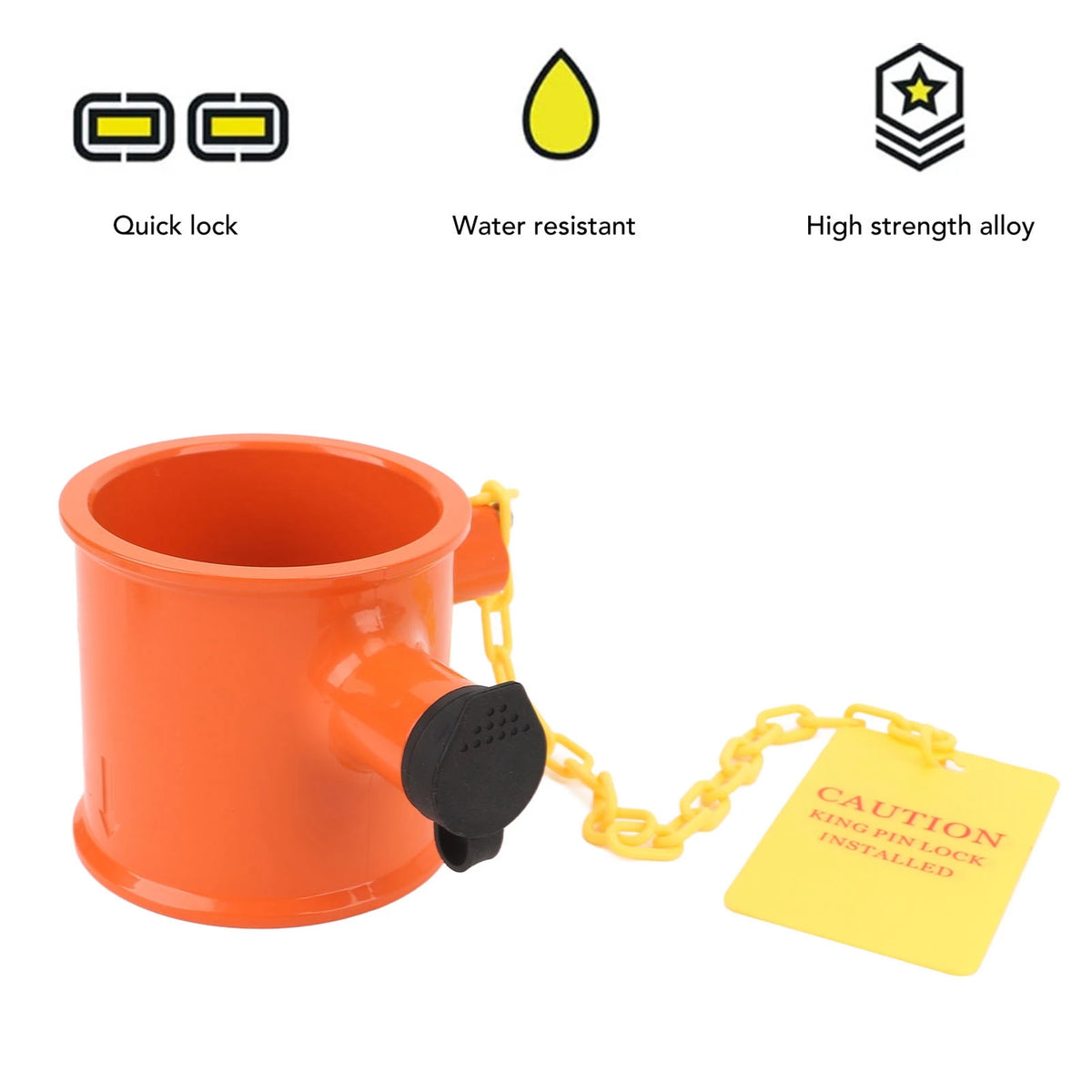 Trailer 5th Wheel Pin Lock 74mm Aluminum Alloy Warning Tag Anti Theft Fifth Wheel Hitch Lock for - Automotive LED Light