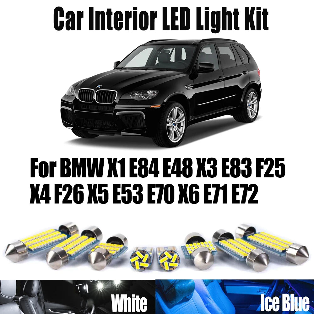 LED Interior Light Kit for BMW X1 E84 E48 X3 E83 F25 X4 F26 X5 E53 E70 X6 E71 E72 Indoor Car Ceiling Bulbs Canbus LED...