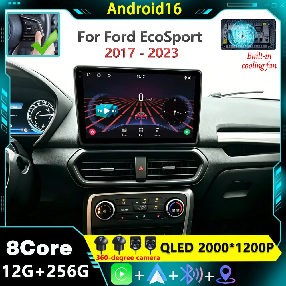 Android 16 Carplay For Ford EcoSport Eco Sport 2017 2018 2019 2020 - 2023 Multimedia Stere