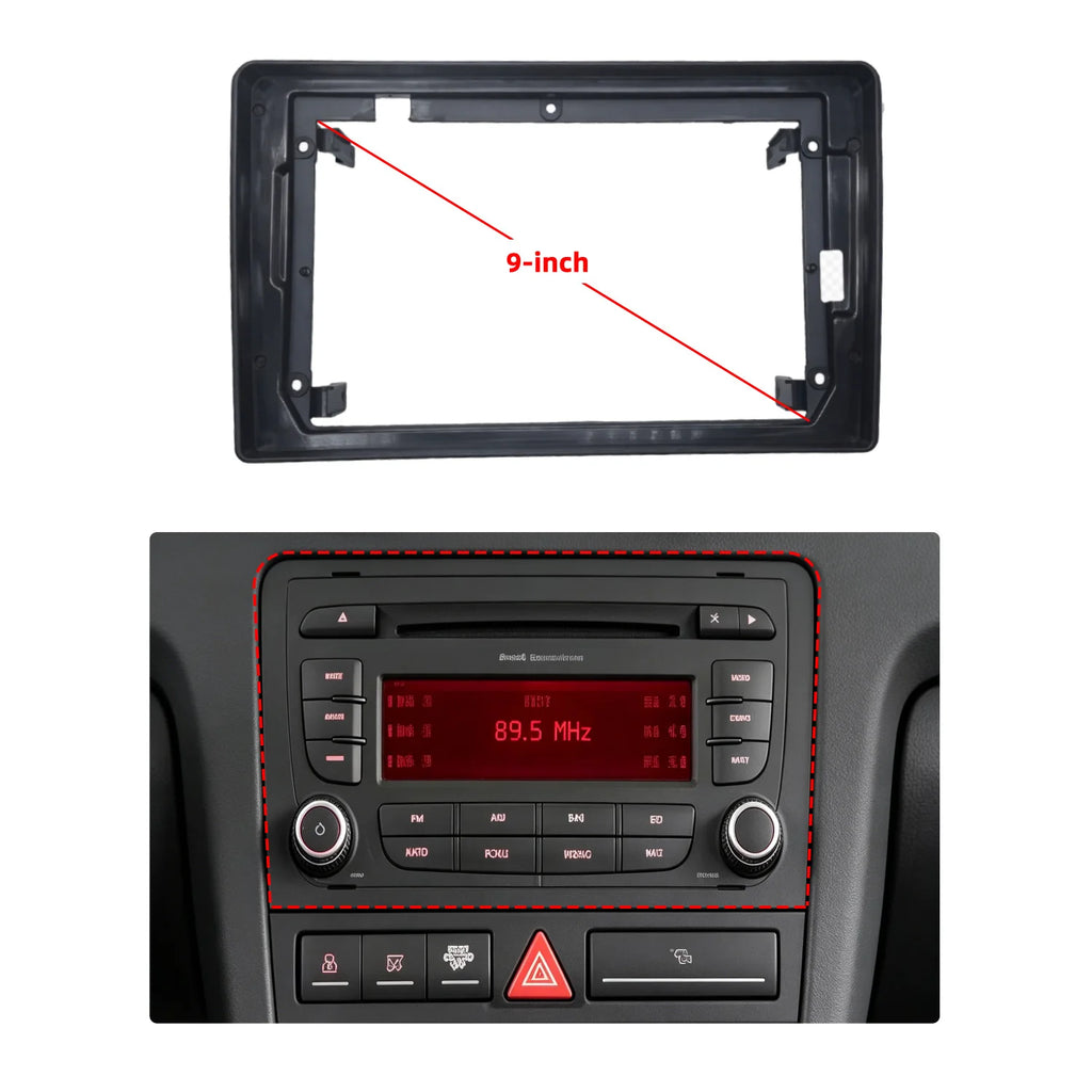 9 Inch Car Radio Dashboard Frame Panel For Audi A3 2003-2012 2-DIN Stereo Kit Mounting Bra
