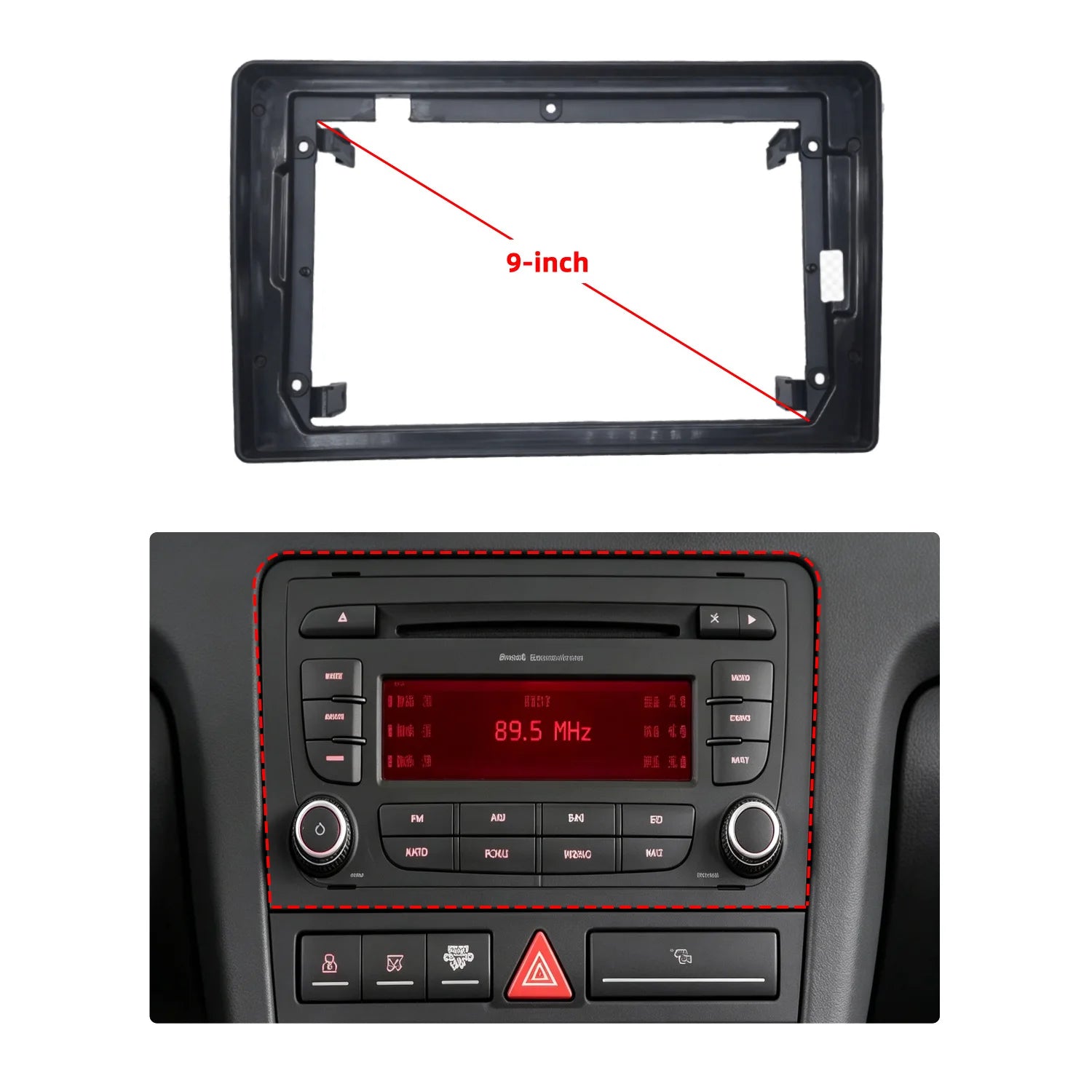 9 Inch Car Radio Dashboard Frame Panel For Audi A3 2003-2012 2-DIN Stereo Kit Mounting Bra