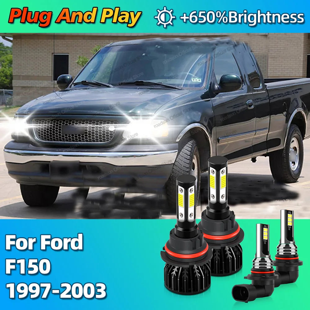 2/4Pcs 30000LM LED Headlight 9007 Car Bulbs 9145 Fog Light Lamp Canbus For Ford F150 1997
