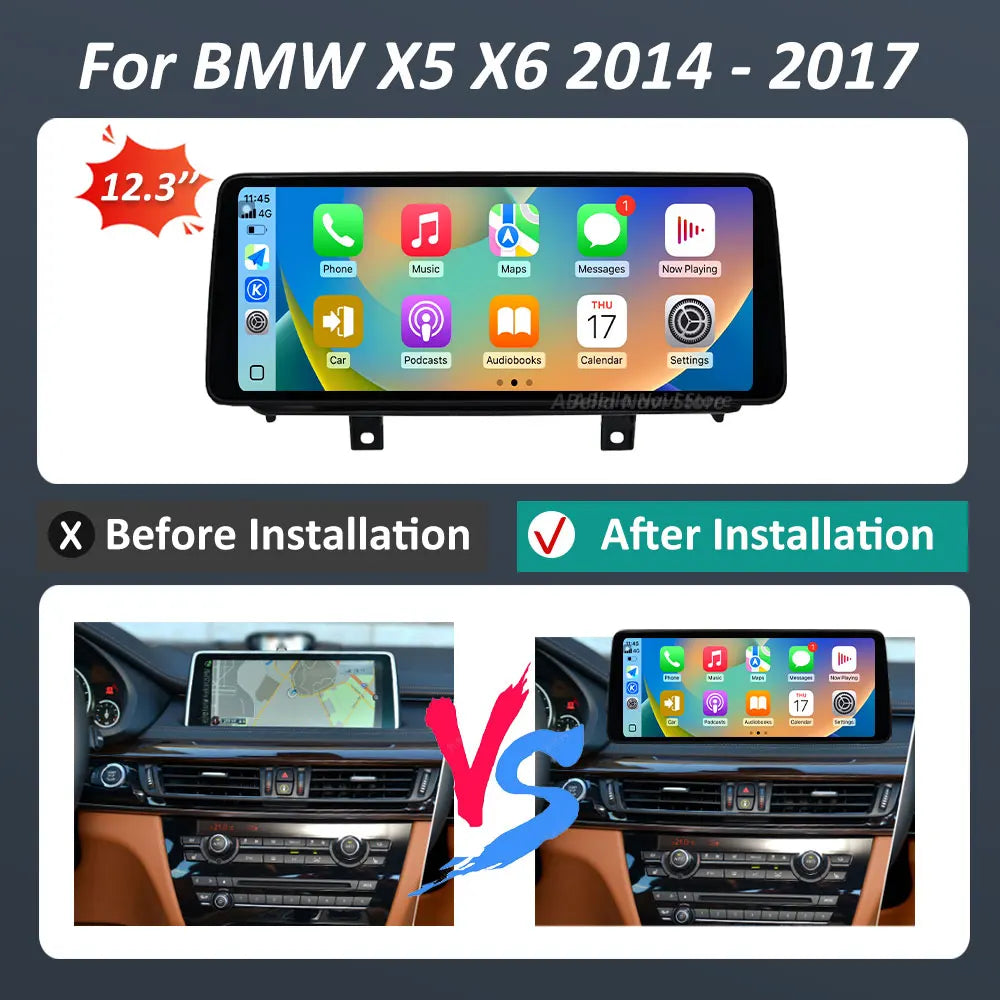 Android 16 12.3 '' for BMW X5 X6 2014 - 2017 NBT System GPS Navi Car Video Multimedia Play