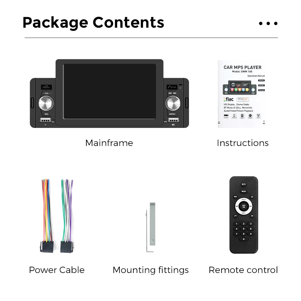 1Din Car Radio Stereo Carplay Android Auto Display Navigation Mirrorlink MP5 Touch Screen  | AUTOKITSHOP