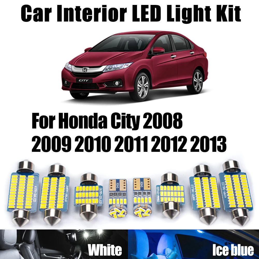 9-Piece LED Interior Light Kit for Honda City - Canbus Error-Free Bulbs | AUTOKITSHOP