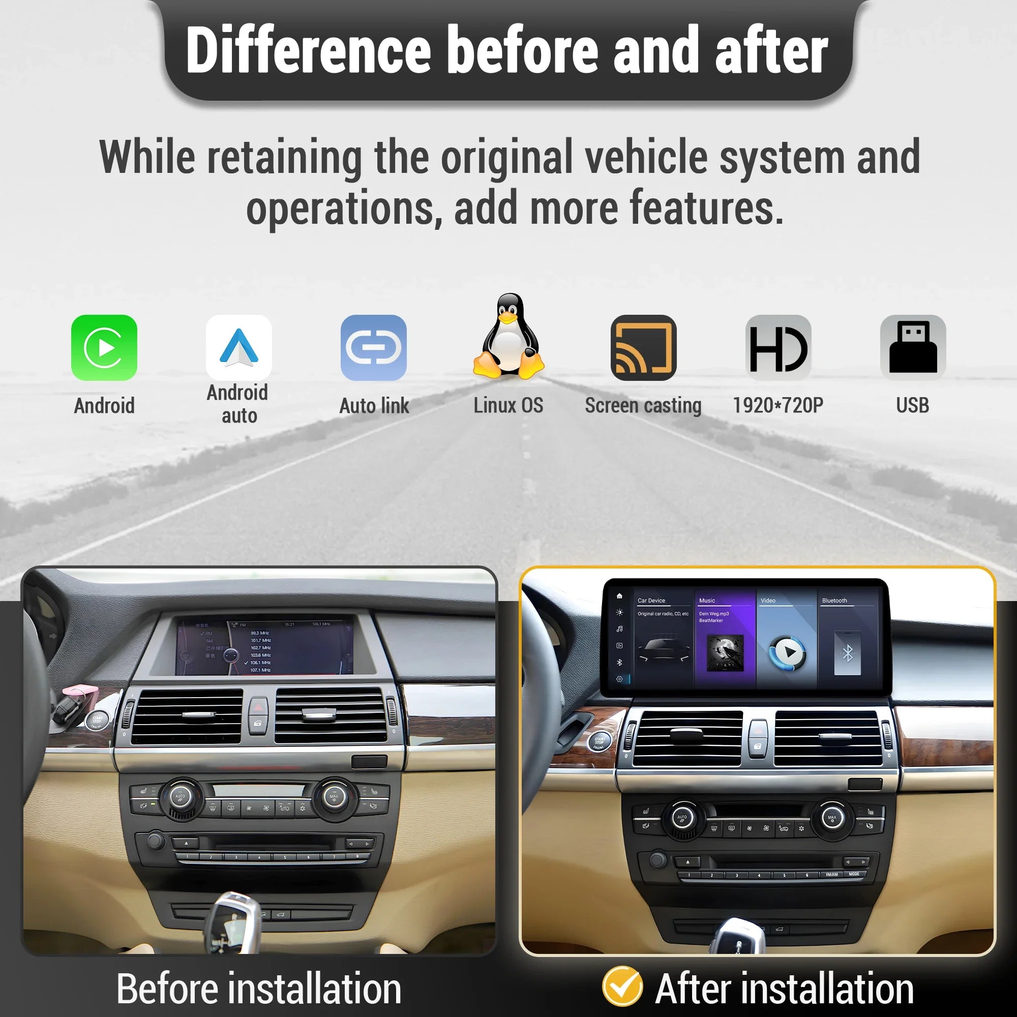 Linux Multimedia Screen System Left Hand Drive For BMW X5 E70 X6 E71 2007-2011 2012 2013 2