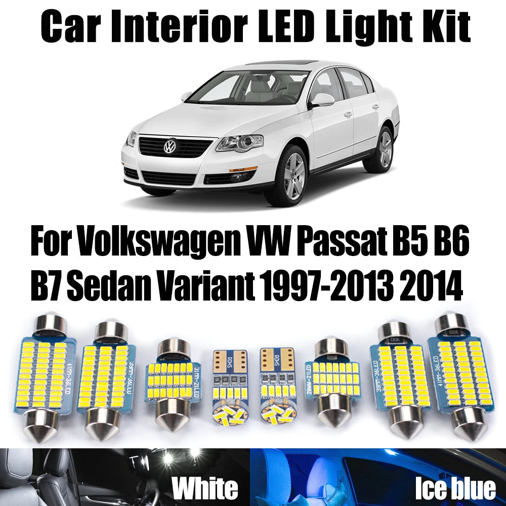 LED Interior Light Kit for Volkswagen VW Passat B5 B6 B7 Sedan Variant 1997- 2013 - Canbus Dome Map Door Trunk Bulbs ...