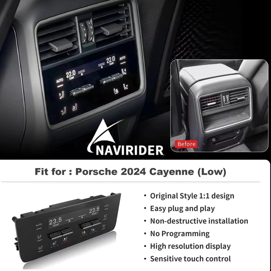 LCD Climate Control Panel For Porsche Cayenne 2024 For Rear Seats Air Conditioning Panel,