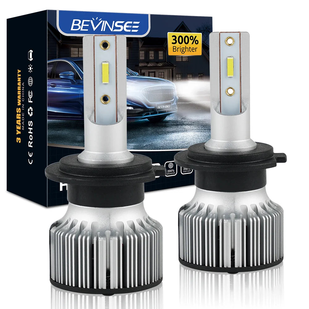 BEVINSEE H7 LED Light for Car Headlight Bulb 60W 10000LM H7 LED Auto Lamp 6000K 12V For SE