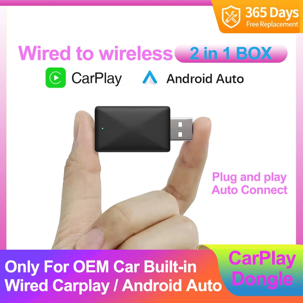 Wireless Carplay Adapter Android Auto 2in 1 Smart Dongle 2024 5G WIFI For iphone Android P