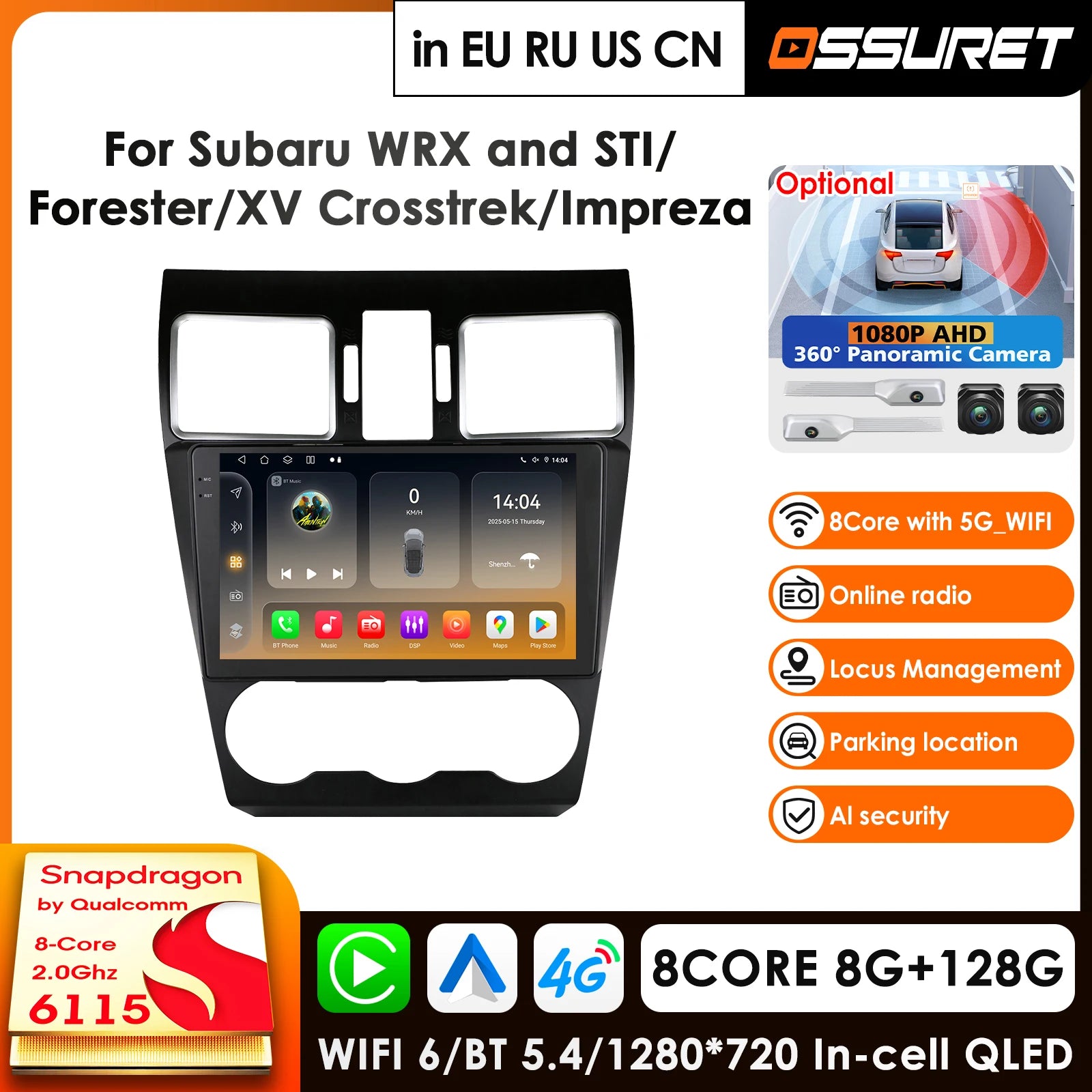 9" Android Car Radio GPS for Subaru Forester XV Crosstek WRX Impreza 2015-2018 - Carplay Navigation Multimedia Player