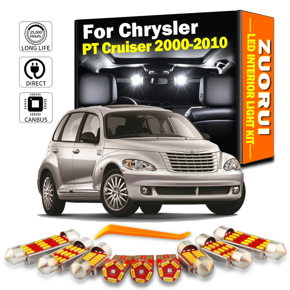 12-Piece LED Interior Light Kit for Chrysler PT Cruiser 2000-2007 - Canbus Dome Map Door Trunk Bulbs | AUTOKITSHOP