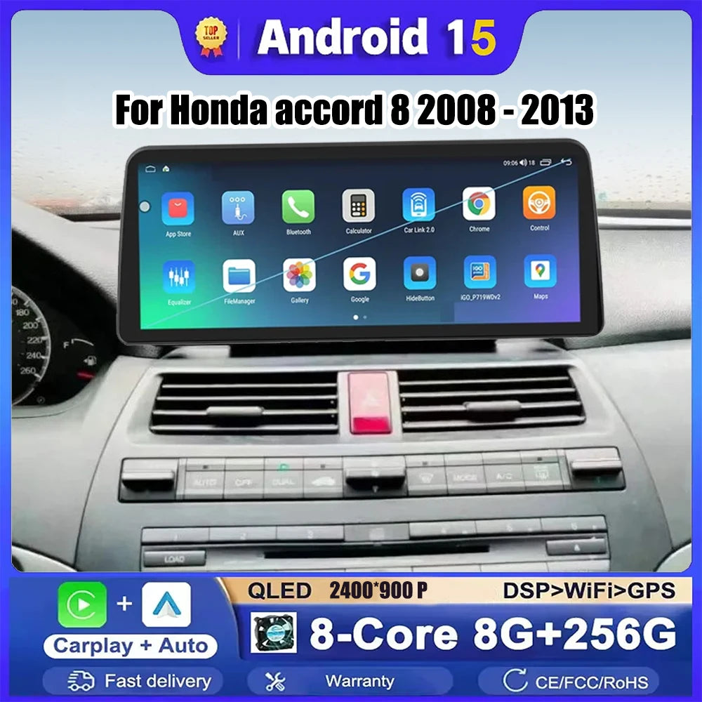12.3 inch 2400*900 Android 15 For Honda accord 8 2008 - 2013 Multimedia Car GPS Navigation | AUTOKITSHOP