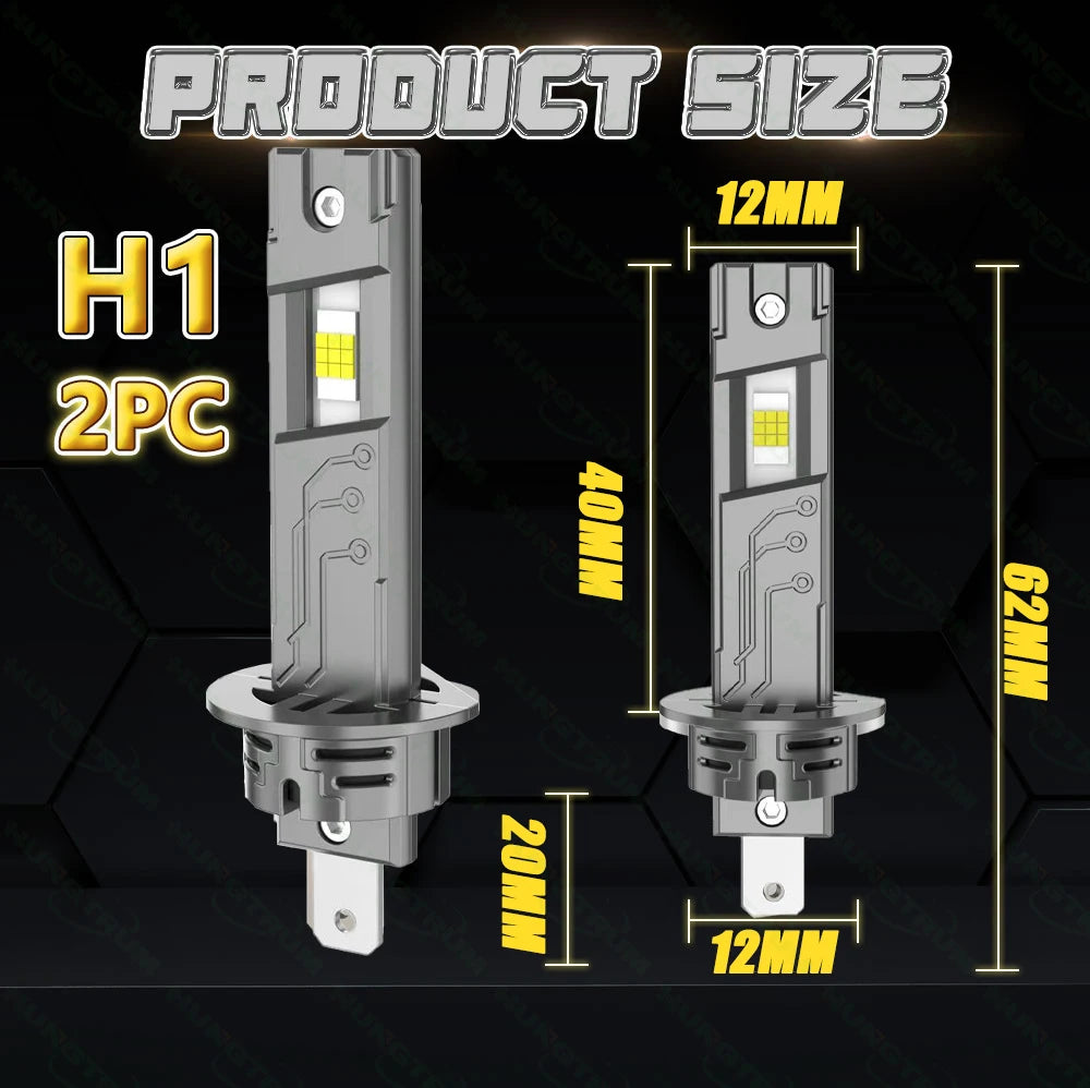 H1 LED Headlights Powerful CANBUS Bulb 1:1 Mini Size Spotlights Lights for Car With Fan Au