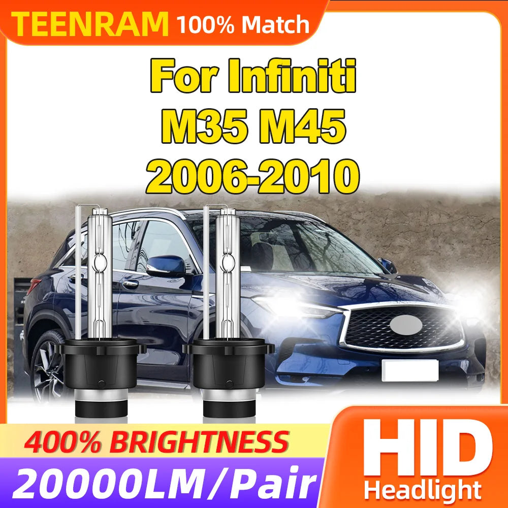 20000LM HID Xenon Headlight Bulbs 35W Auto Headlamps 12V LED Car Lights 6000K For Infiniti