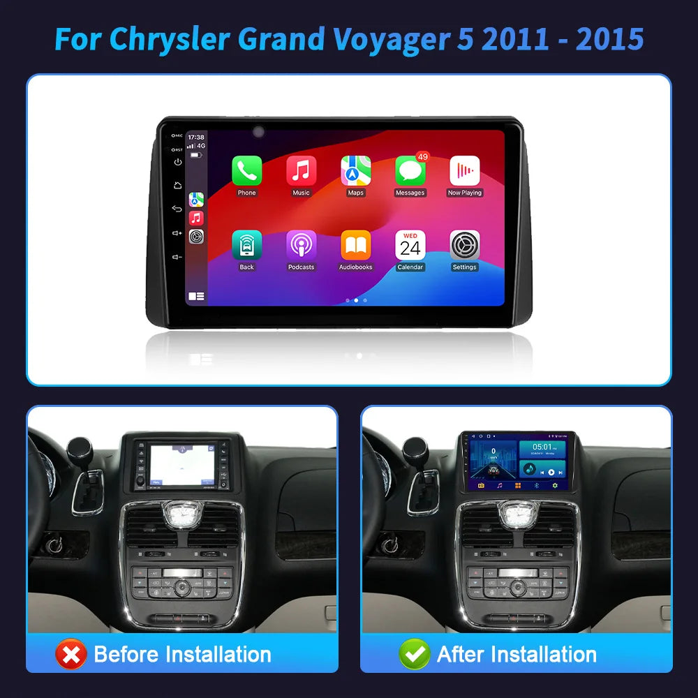 Car Radio Android 14 Multimedia Wireless Bluetooth Carplay For Chrysler Grand Voyager 5 20