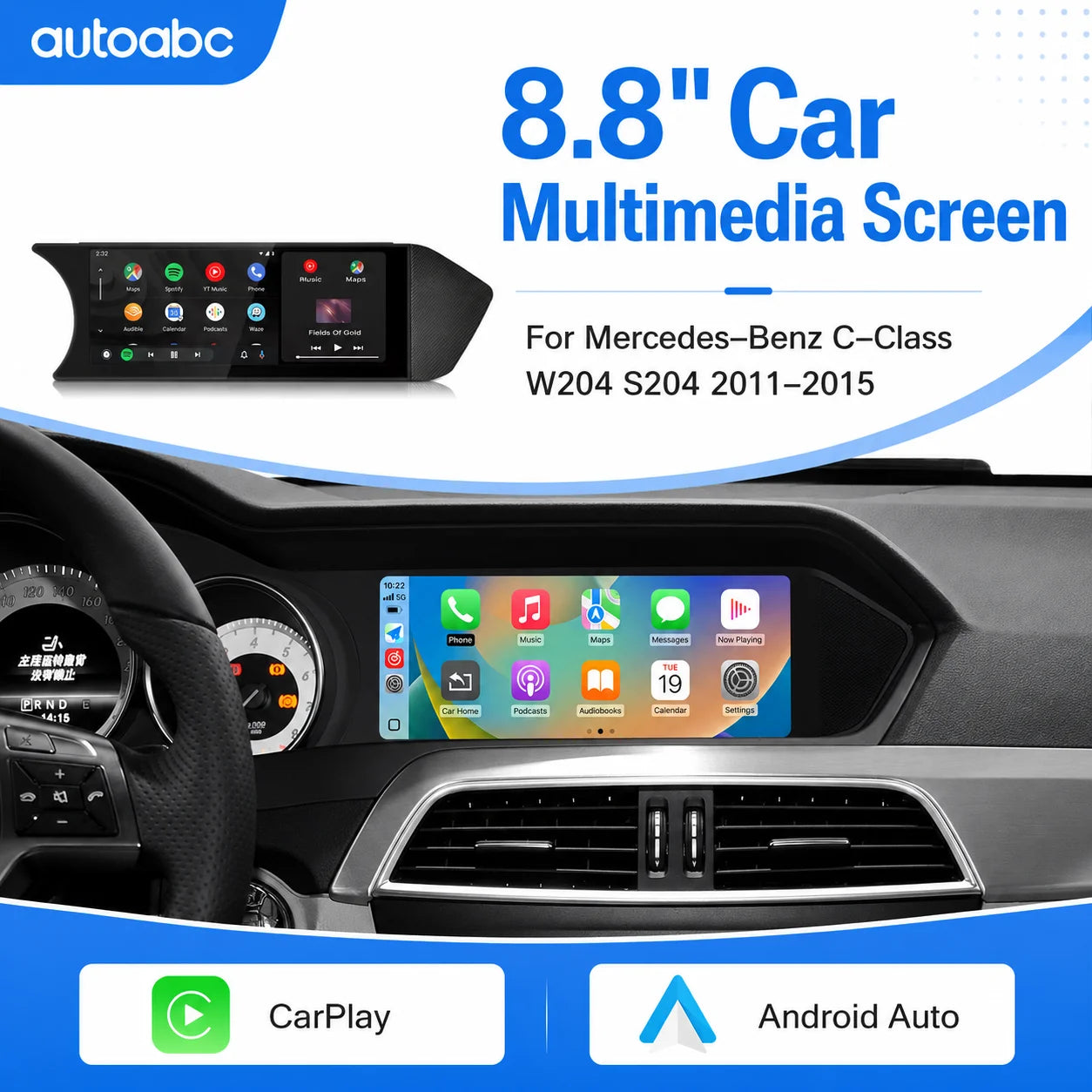 8.8" Car Multimedia Player Screen For Mercedes Benz W204 C Class 2011-2015 with Android Au | AUTOKITSHOP