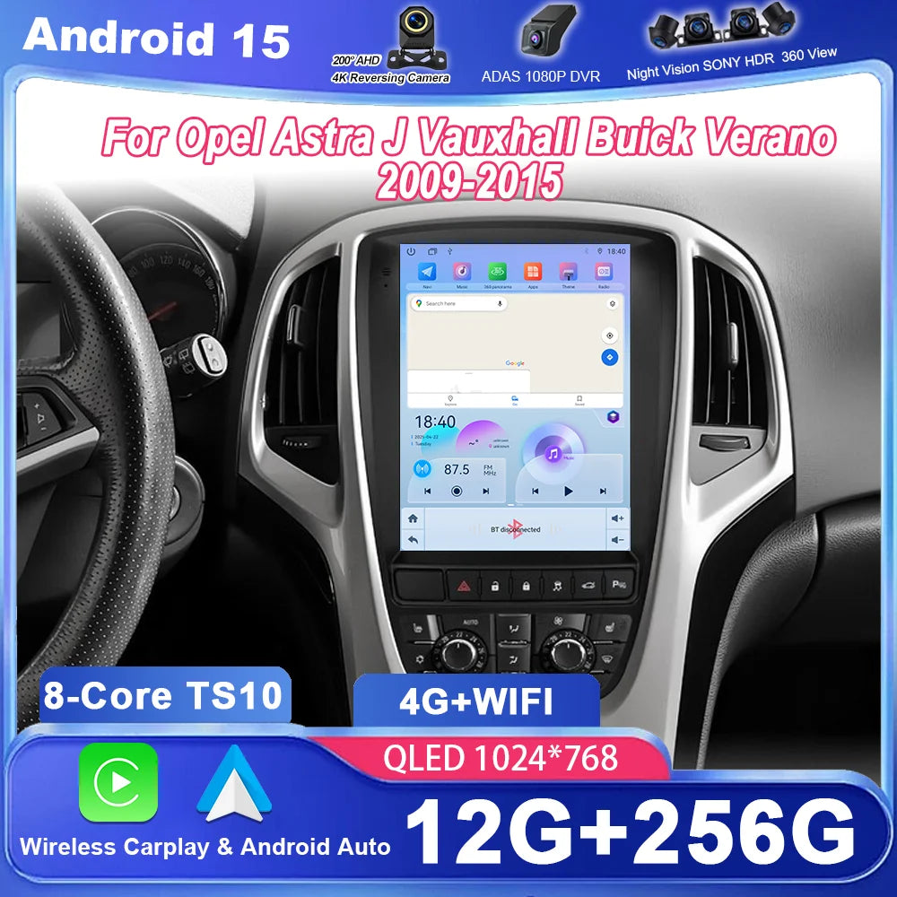 9.7” Android 15 Radio Stereo For Opel Astra J Vauxhall Buick Verano 2009-2015 Auto Multime