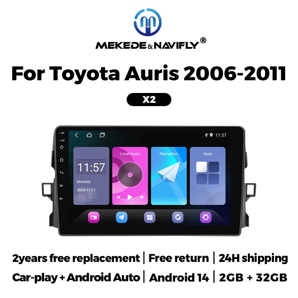 Android 14 IPS touch screen Car Radio For Toyota Auris E150 2006 2007 2008 2009 2010 2011