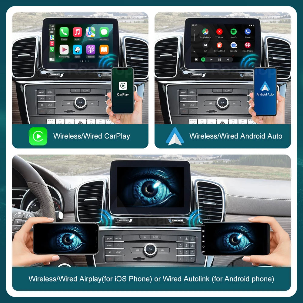 Wireless CarPlay RoadTop for Mercedes Benz GLE GLS 2016-2018, with Android Auto Mirror Lin
