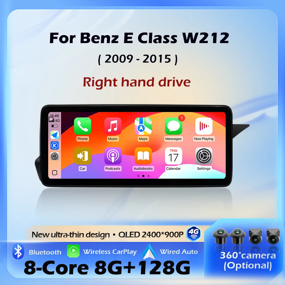 QLED Screen Right Hand Drvie Android16 For Mercedes Benz E Class W212 2009 - 2015 Wireless