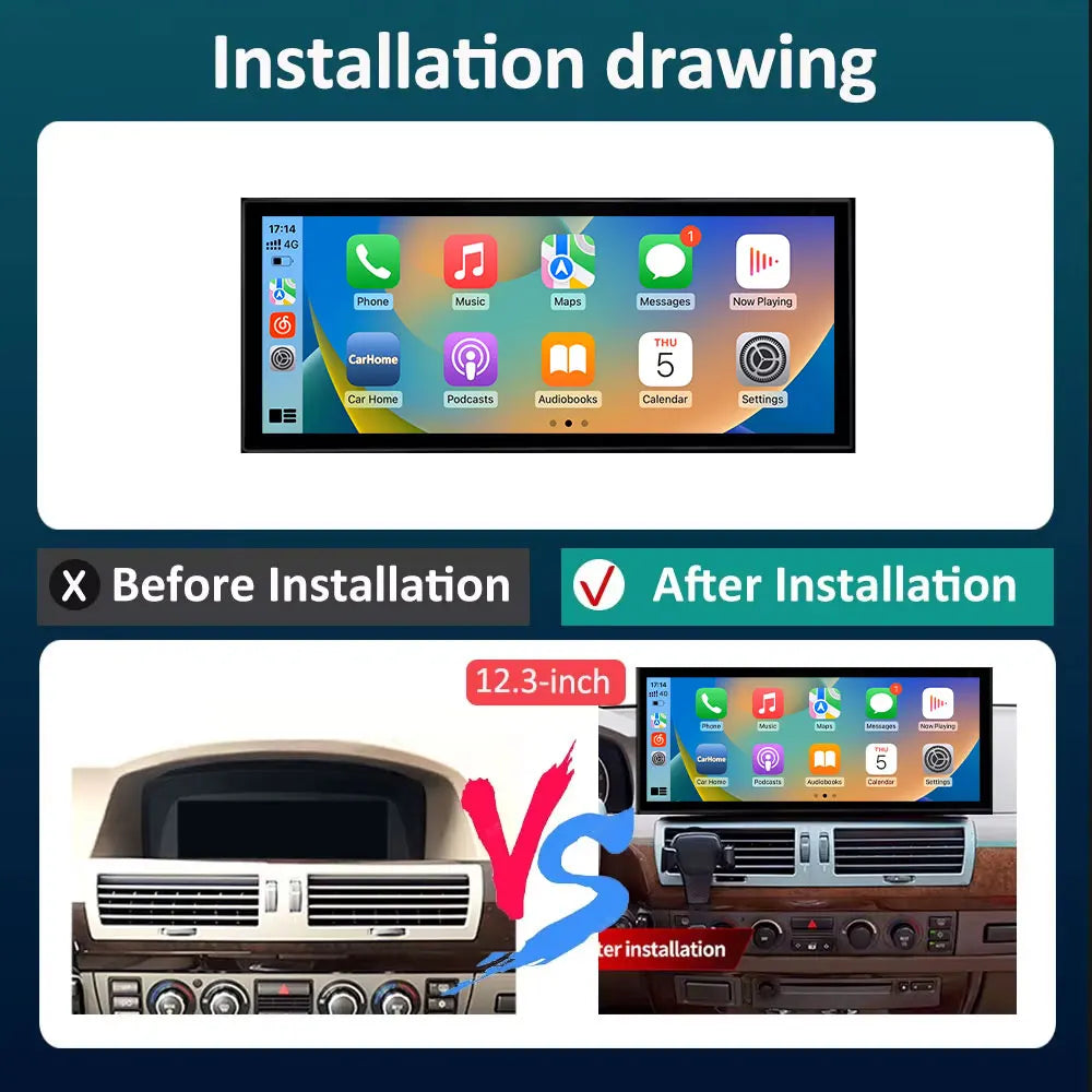 Linux System 12.3'' for BMW 7 SERIES E65 E66 2004 - 2008 CCC Wireless CarPlay Android Auto